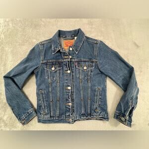 Levi Strauss S‎ 100% Cotton Blue Denim Star Embellished Button Down Jean Jacket